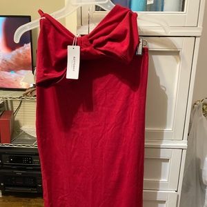 Red long to pee stress, spaghetti strap with slit, extra large red